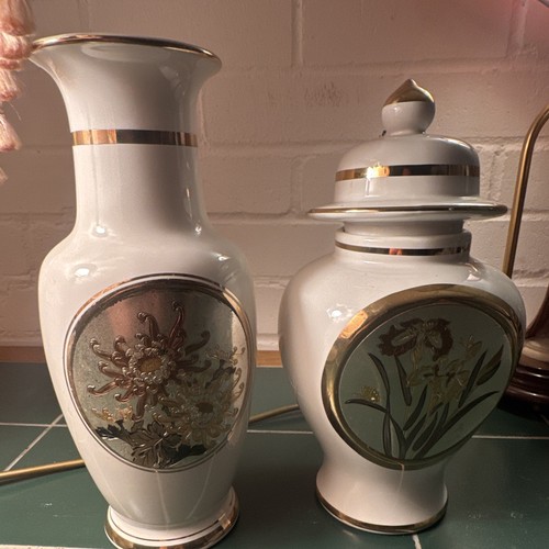 Chokin ceramic floral vase - ceramic,