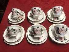 Vintage Crown Royal Bone China Set Of 6, 6 Tea Plates, 6 Cups And 6 Saucers.