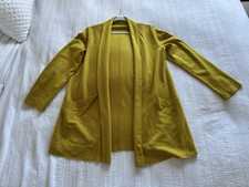 Eileen Fisher Yellow 100% Wool Open Front Cardigan Jacket Blazer Size L 14-16
