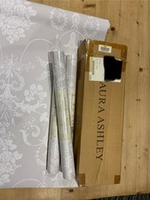 Laura Ashley Quality Wall Covering Josette White And dove Grey Wallpaper x3+part