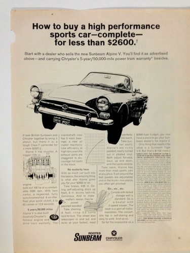 1966 sunbeam alpine vintage - sunbeam,