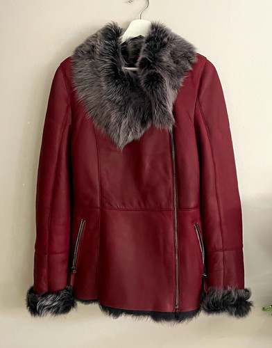 Red burgundy real leather - red,