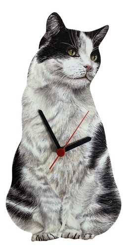 Black and white - cat, clock