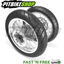 Road Legal 17" Supermoto Wheels Tyres Set DOT Approved Enduro MX Bike Motorcycle