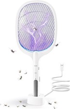 Electric Fly Swatter Racket killer 3500V High Efficiency Two Control Modes White