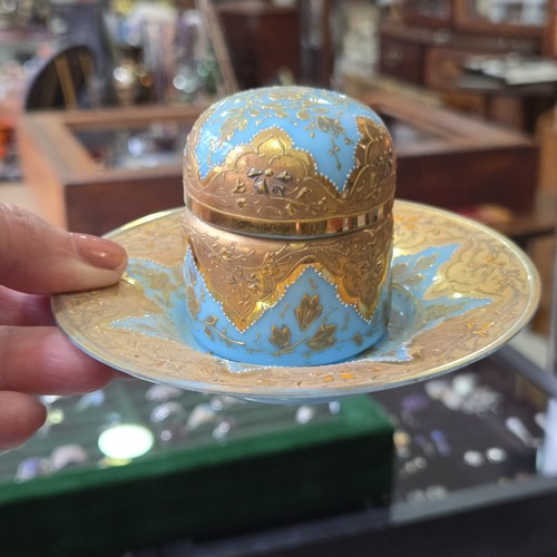 Moser turquoise opaline gilt - turquoise,