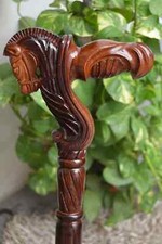 Horse Wooden Hand Carved Cane