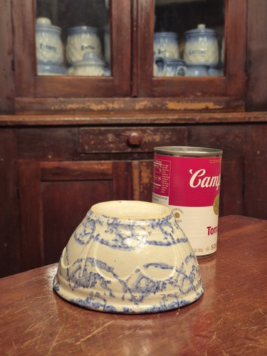 Antique blue white spongeware - antique,