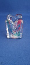 Vintage Adrian Sankey Art Glass Molar Organic Square Shaped Candle Holder Label