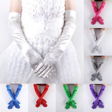 55cm Lady Long Satin Gloves Opera Costume Bridal Party Prom Wedding Women Glove+