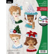 Bucilla Felt Ornaments Applique Kit Set of 4 - Christmas Hat Parade
