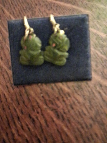 Vintage jade earrings rolled - earrings,