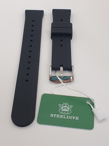 Steeldive waffle 20mm - waffle, black