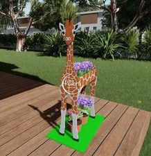 Large Giraffe planter Pot Scroll saw pattern garden ornament Planter Box DIY 