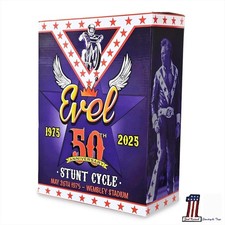 EVEL KNIEVEL WEMBLEY 50th ANNIVERSARY GOLDEN HIGH JUMPER STUNT CYCLE. NEW IN BOX