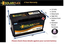 12V 110AH Leisure Battery Dual Purp. for Caravan Campervan Motorhome Low Height