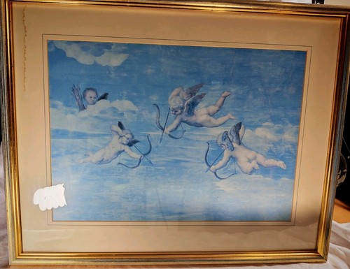 Vintage cherub wall art framed - wall,