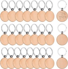 25 Pcs Wood Keyrings, Round
