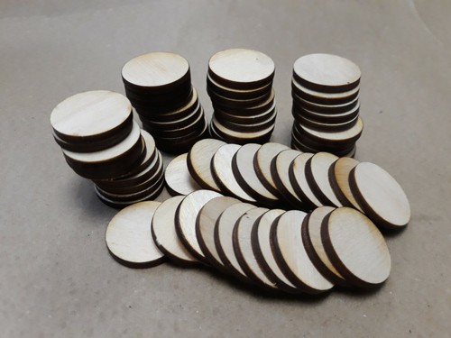 60x 25mm 5cm wooden - 25mm/2.5cm, circle