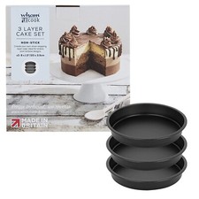 3 Layer Rainbow Cake Tin Wham Baking Set 3 x 20cm x 3.5cm Cake Trays Non Stick