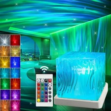 Aurora Projector Lamp Cube Northern Lights Dynamic Water Wave Light Remote Xmas