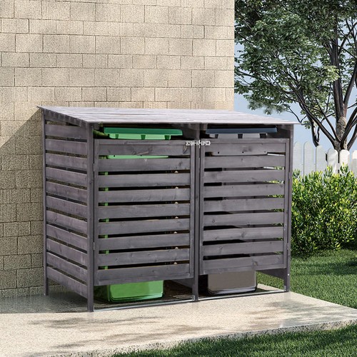 Double wooden wheelie bin - double,