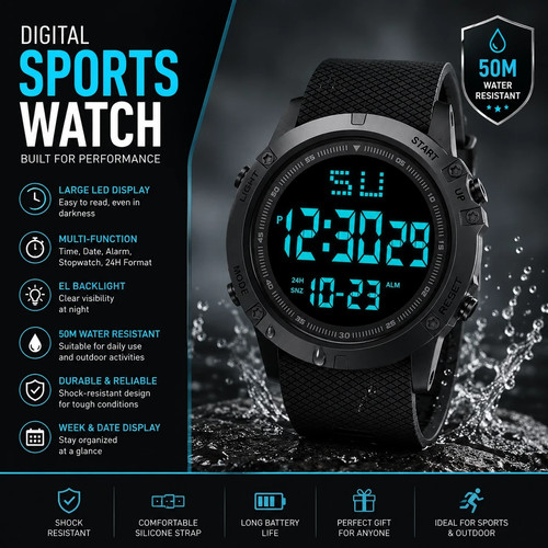Waterproof digital sports - waterproof,