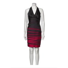 Halston Heritage Ribbon Mesh Bodycon Halter Dress Size 6 Y2K Whimsigoth