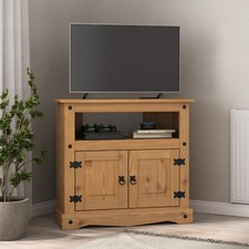 Corona TV Stand 2 Door Television Cabinet Corner Unit Mexican Solid Pine