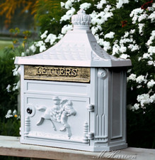 WHITE POST BOX, LETTERS, MAIL