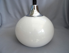 Vintage Guzzini Style Rise & Fall Ceiling Light Pendant White Shade MCM 1970s
