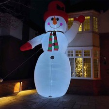 GIANT: 20ft Outdoor Inflatable Light up Christmas Snowman Raised Arm & 28 LEDs