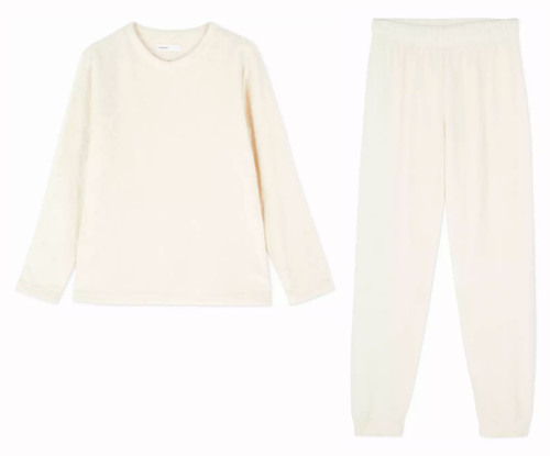 Ladies ivory fleece pyjamas - ladies,