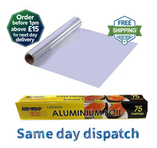 Aluminium Kitchen Tin Foil Roll 75 Metres, Alu Wrap, 300mm, 450mm, Food Wrap