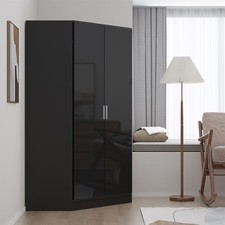 2 Door Corner Wardrobe - Black
