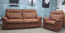 PARKER KNOLL HUDSON 23, ELECTRIC 3 SEATER SOFA & CHAIR IN HENRIETTA RUBY FABRIC