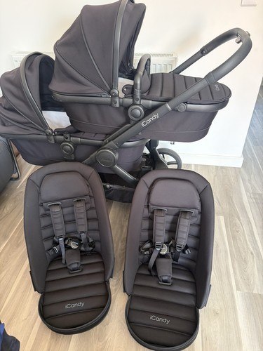 Icandy peach double pram - peach,