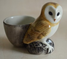 QUAIL BIRD EGG CUP - BARN OWL STANDING IN FRONT OF EGG CUP - B