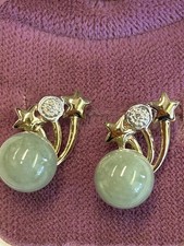 9ct Gold Jade Earrings Diamond