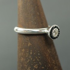 Vintage Sterling Silver TRUTH PK 925 Dainty Ring CZ Cubic Zircon Size O 3.52g