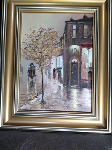 Framed oil canvas - canvas, barry