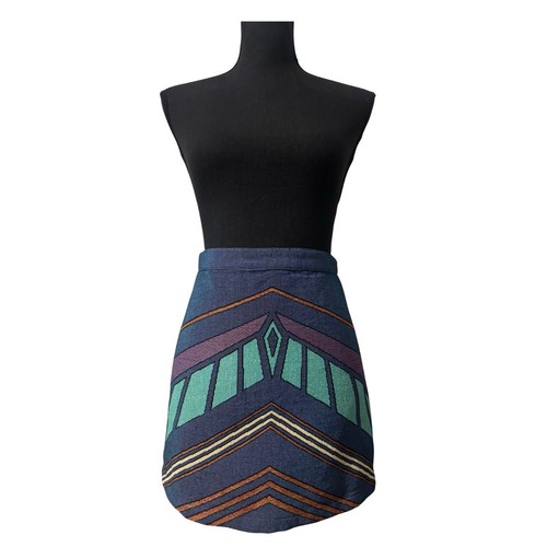 Blue orange geometric aztec - blue,