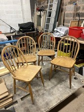 ANTIQUE SET 4 BEECH FARMHOUSE