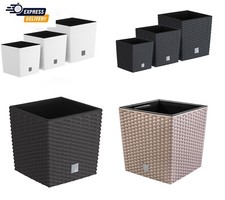 Plant Flower Pot Square Rattan Planter Inner Pot 6 Sizes Garden Patio Home Large