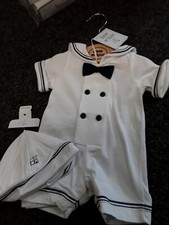 SALE NEW BOYS EMILE ET ROSE SAILOR ROMPER & HAT 7257 SIZES N/B 1  3 6 9 12  MTH