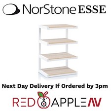 Norstone ESSE White With 4 Oak Shelves HiFi Rack Hi-Fi AV Furniture Stand