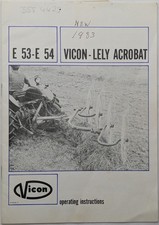 Operating Instructions For Vicon Lely Acrobat E 53, E 54, c 1983