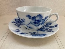 Richard Ginori Blue Rose Porcelain Cup & Saucer Set Unused