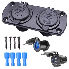 Car 12V Cigarette Lighter Socket Charger Panel Dual USB Outlet Port Charger Boat