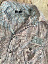 D&G Dolce & Gabbana plaid logo shirt S/M